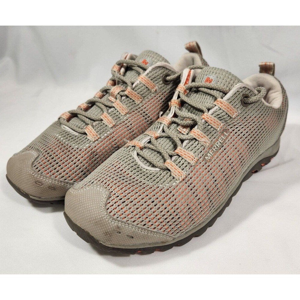 Merrell Aluminum Tiger‎ Lily Hiking Shoes Womens 9.5 Gray Orange Mesh J123992C